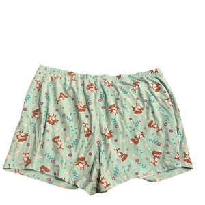 White Stag Mint Green Sleepwear shorts with squirrel Print